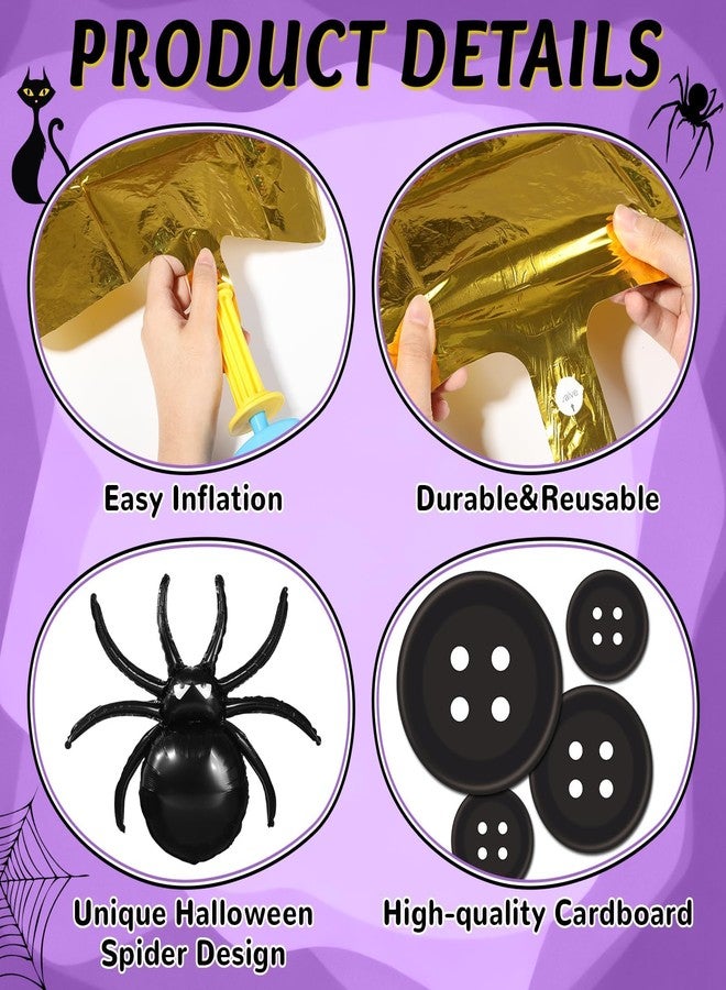 MinFyberd 156 Pcs Button Eyes Balloon Garland Arch Kit Button Party Decorations Spider Black Cat Foil Balloons Buttons Purple Blue Yellow Black Balloons for Horror Cartoon Movie Theme Birthday Party Supplies - Image 3